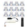 Set van 12 Milano LED Mini Inbouwspots met trafo - 12 Volt 3 Watt 200 lumen - Dimbaar - Plat 34mm - 2700K - IP65 waterdicht - Grijs - Veranda Spotjes - Overkapping Spotjes | HOFTRONIC
