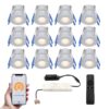 Set van 12 Milano Smart LED Mini Inbouwspots - Veranda spots - 12V 3W 200lm - Dimbaar - Wifi & Bluetooth - 2700K - IP65 waterdicht - RVS | HOFTRONIC