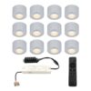 Set van 12 Navarra Mini LED Opbouwspots met Trafo - 12 Volt 3 Watt 200 lumen - Dimbaar - Plat 21