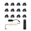 Set van 12 Sienna LED Mini Inbouwspots met trafo - 12 Volt 3 Watt 200 lumen - Dimbaar - Kantelbaar - Plat 30mm - 2700K - IP44 waterdicht - Zwart | HOFTRONIC