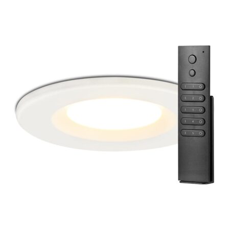 Set van 12 stuks dimbare LED inbouwspots wit Venezia 6 Watt 2700K IP65 incl. afstandsbediening | HOFTRONIC