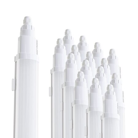 Set van 16 Q-Series LED TL Armaturen 60cm - 18 Watt 2160 Lumen vervangt 72 Watt - 120lm/W - 6500K daglicht wit licht - Gereedschapsloos Koppelbaar - IK08 - IP65 Waterdicht - Tri-proof plafondverlichting | HOFTRONIC