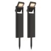 Set van 2 Alton Solar padverlichting prikspot - Geschikt voor buiten IP54 - Kantelbaar - 3000K Warm wit licht - 2 lichtstanden - Zwart - Sokkellamp | HOFTRONIC