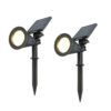Set van 2 Bend solar prikspots - Incl. Schemerschakelaar - 3000K warm wit - 2 lichtstanden - 75lm - 6-9 uur brandtijd - Kantelbaar en richtbaar - IP65 waterdicht | HOFTRONIC