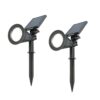 Set van 2 Bend solar prikspots - Incl. Schemerschakelaar - 6000K koud wit - 2 lichtstanden - 200lm - 6-9 uur brandtijd - Kantelbaar en richtbaar - IP65 waterdicht | HOFTRONIC