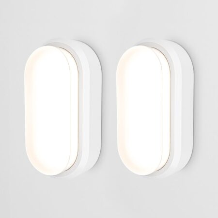Set van 2 C-Series - LED Plafondlamp wit ovaal - Wandlamp - Scheepslamp - IP54 - 12W - 1160lm - 4000K neutraal wit - voor binnen en buiten | HOFTRONIC