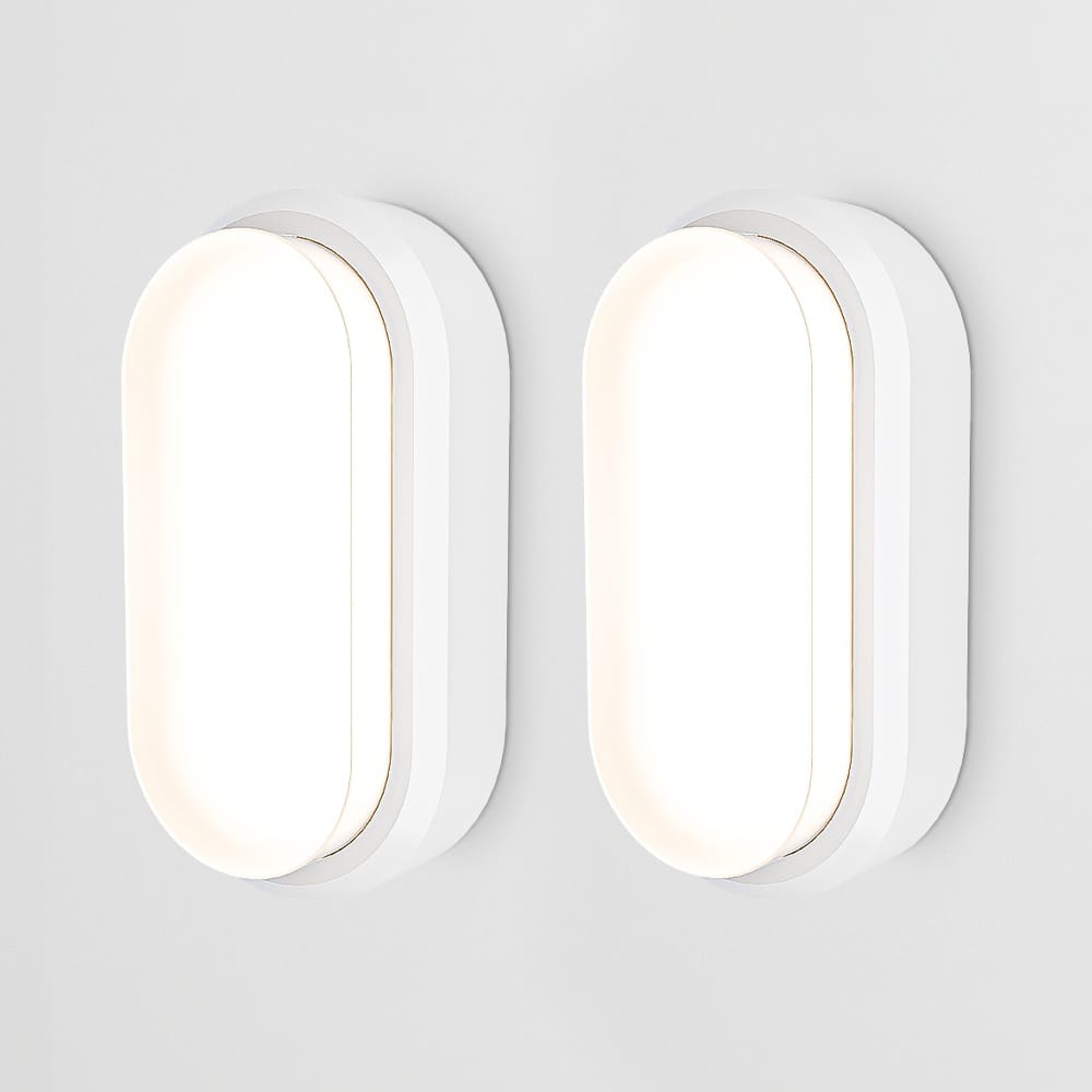 Set van 2 C-Series - LED Plafondlamp wit ovaal - Wandlamp - Scheepslamp - IP54 - 12W - 1160lm - 4000K neutraal wit - voor binnen en buiten | HOFTRONIC