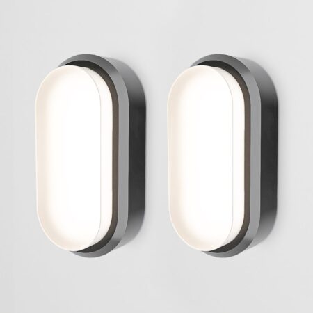 Set van 2 C-Series - LED Plafondlamp zwart ovaal - Wandlamp - Scheepslamp - IP54 - 18 Watt - 1830lm - 4000K neutraal wit - voor binnen en buiten | HOFTRONIC