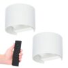 Set van 2 Denver LED Wandlampen - 6 Watt 660 lumen - IP54 Waterdicht - 3000K Warm Wit - Dimbaar via afstandsbediening - Buiten - Wit - Binnen en buiten | HOFTRONIC
