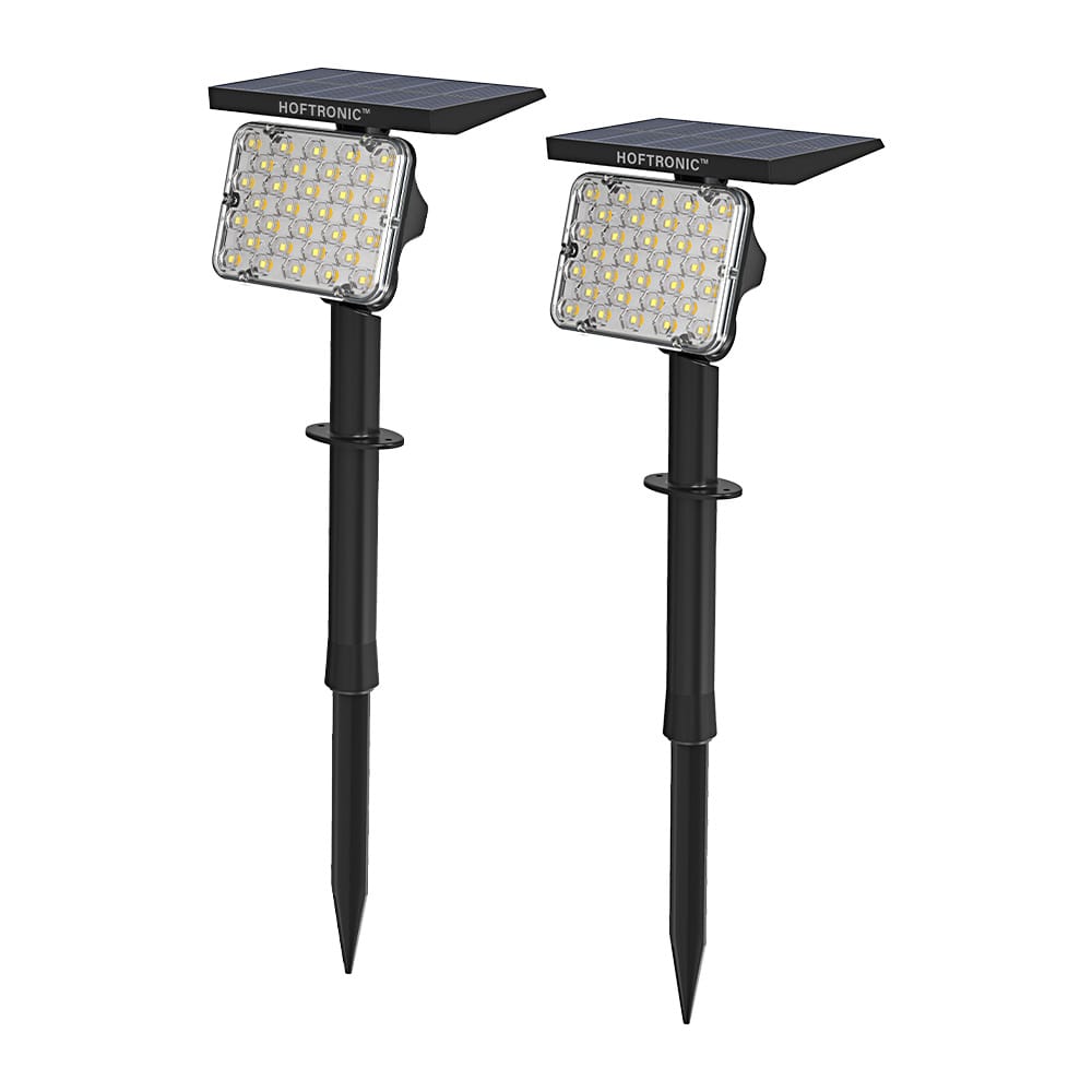Set van 2 Eagle solar Prikspots - Incl. Schemerschakelaar - PIR - CCT 3000K en 4000K - 4 lichtstanden - 200lm - 6-12 uur brandtijd - Kantelbaar - IP65 waterdicht - Tuinspot | HOFTRONIC