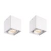 Set van 2 Esto LED vierkante opbouwspots - Dimbaar - Kantelbaar - 4 Watt 345 lumen - 2700K warm wit - GU10 - Plafondspot - Voor binnen - Vervangbare afdekring - Wit | HOFTRONIC