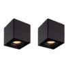 Set van 2 Esto LED vierkante opbouwspots - Dimbaar - Kantelbaar - 4 Watt 345 lumen - 2700K warm wit - GU10 - Plafondspot - Voor binnen - Vervangbare afdekring - Zwart | HOFTRONIC