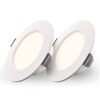 Set van 2 Georgia LED Inbouwspots - 3W 300lm - Rond - 2700K - 91mm - IP20 - Wit | HOFTRONIC