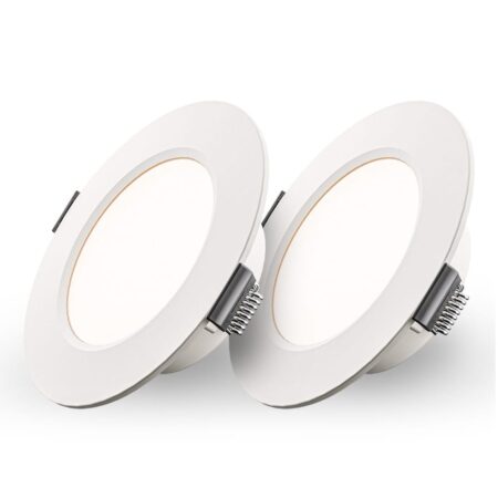 Set van 2 Georgia LED Inbouwspots - 3W 300lm - Rond - 4000K - Ø100 mm - IP20 - Wit | HOFTRONIC