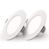 Set van 2 Georgia LED platte Inbouwspots wit - 6 Watt 490lm - Rond - 6500K Daglicht Wit - Ø120 mm - IP20 voor binnen - Inbouwdiepte 25mm | HOFTRONIC