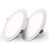 Set van 2 Georgia LED platte Inbouwspots wit - 9W 820lm - Rond - 6500K Daglicht Wit - Ø145 mm - IP20 voor binnen - Inbouwdiepte 25mm | HOFTRONIC