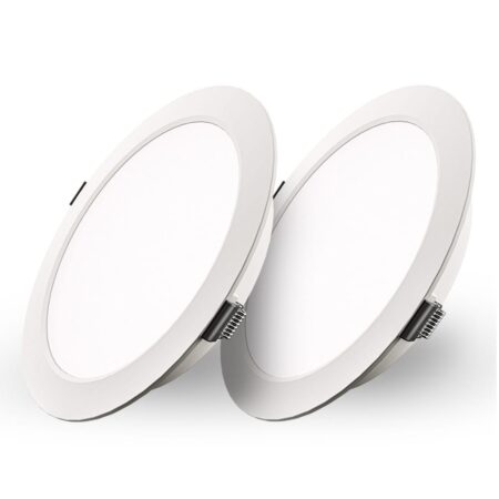 Set van 2 Georgia LED platte Inbouwspots wit - inbouwdiepte 25mm - 12W 1160lm - Rond - 6500K Daglicht Wit - Ø170 mm - IP20 voor binnen | HOFTRONIC