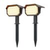 Set van 2 Kate solar prikspots - 3000K warm wit - 2 lichtstanden - 100lm - 6-12 uur brandtijd - Kantelbaar - IP65 waterdicht - Tuinspots op zonne energie | HOFTRONIC