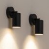 Set van 2 Lago - LED Wandlampen - 4 Watt 345 Lumen - 4000K Neutraal wit - GU10 - Dimbaar - IP44 waterdicht - Geschikt als wandspot en plafondspot - Voor binnen en buiten - Zwart | HOFTRONIC