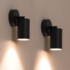 Set van 2 Lago - LED Wandlampen - 4 Watt 345 lumen - 2700K Warm wit - GU10 - Dimbaar - IP44 waterdicht - Geschikt als wandspot en plafondspot - Voor binnen en buiten - Zwart | HOFTRONIC