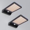 Set van 2 Macon - LED Solar Wandlampen - slim design - met PIR bewegingssensor - Zwart - Warm wit licht - 36 LEDs - IP44 | HOFTRONIC
