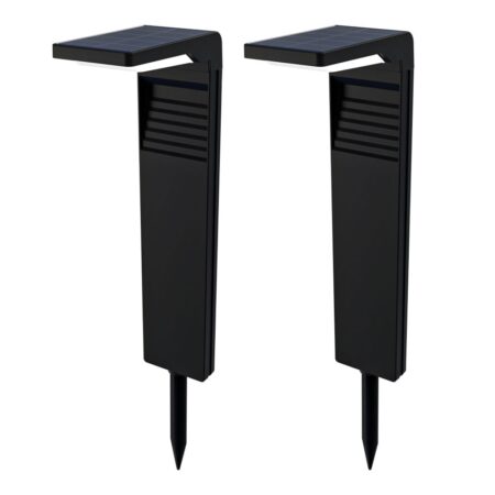 Set van 2 Maine Solar padverlichting prikspot - Geschikt voor buiten IP65 - Sfeervol 3000K warm wit licht - 2 lichtstanden - Zwart - 2 jaar garantie - Sokkellamp | HOFTRONIC
