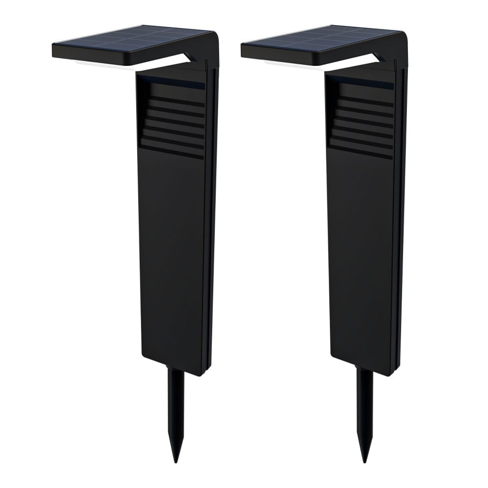 Set van 2 Maine Solar padverlichting prikspot - Geschikt voor buiten IP65 - Sfeervol 3000K warm wit licht - 2 lichtstanden - Zwart - 2 jaar garantie - Sokkellamp | HOFTRONIC