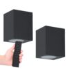 Set van 2 Marion LED wandlampen - Dimbaar - 4 Watt 345 lumen - IP65 Waterdicht - GU10 - 2700K Warm Wit - Dimbaar - Binnen & buiten - Zwart - Incl. dimmer met afstandsbediening | HOFTRONIC