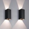 Set van 2 Miles S LED wandlamp dimbaar - up en down light buiten - 3000K warm wit- 10 Watt 760 lumen- IP65 waterdicht - Zwart - buitenverlichting | HOFTRONIC