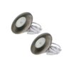 Set van 2 Pavo - Platte LED ipbouwspots met lage inbouwdiepte 12mm - 3 Watt 300 Lumen - 2700K Warm wit - Dimbaar - Rond - Meubelspot - IP44 waterdicht - RVS | HOFTRONIC
