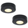 Set van 2 Pavo - Platte LED opbouwspots 23mm - 3W 300lm - 2700K - Dimbaar - Rond - IP44 - Zwart | HOFTRONIC