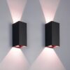 Set van 2 Smart WiFi+ Bluetooth LED Wandlamp Miles S - Dimbaar - 10 Watt - RGBWW - Up & Down light - IP65 - Zwart - Binnen en buiten | HOFTRONIC SMART