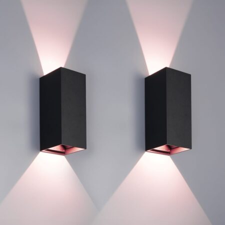 Set van 2 Smart WiFi+ Bluetooth LED Wandlamp Miles S - Dimbaar - 10 Watt - RGBWW - Up & Down light - IP65 - Zwart - Binnen en buiten | HOFTRONIC SMART