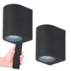 Set van 2 dimbare LED wandlamp Alvin - Zwart - 2700K warm wit- GU10 fitting - Downlight - IP65 Waterdicht - Incl. dimmer met afstandsbediening | HOFTRONIC