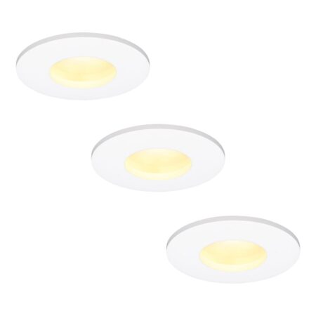 Set van 3 Barcelona - LED platte inbouwspots met lage inbouwdiepte 60mm - 6 Watt 570 Lumen - 2700K Warm wit - GU10 LED Module - Dimbaar - Rond - IP44 voor badkamer