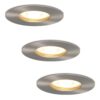 Set van 3 Bari LED Inbouwspots - 4 Watt 345 lumen - 2700K Warm Wit - GU10 - Dimbaar - Rond - IP65 Waterdicht - RVS - Voor binnen