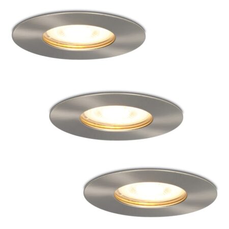 Set van 3 Bari LED Inbouwspots - 4 Watt 345 lumen - 2700K Warm Wit - GU10 - Dimbaar - Rond - IP65 Waterdicht - RVS - Voor binnen
