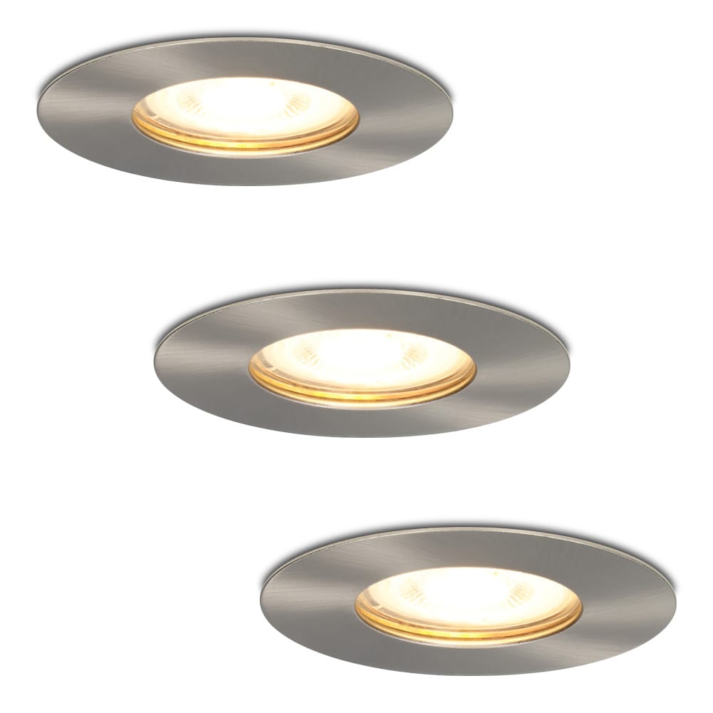 Set van 3 Bari LED Inbouwspots - 4 Watt 345 lumen - 2700K Warm Wit - GU10 - Dimbaar - Rond - IP65 Waterdicht - RVS - Voor binnen