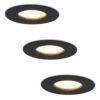 Set van 3 Bari LED Inbouwspots - 4 Watt 345 lumen - 2700K Warm Wit - GU10 - Dimbaar - Rond - IP65 Waterdicht - Zwart - Voor binnen