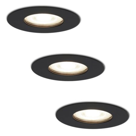 Set van 3 Bari LED inbouwspots - 4 Watt 345 Lumen - 4000K neutraal wit - GU10 - Dimbaar - Rond - IP64 Waterdicht - Zwart - Voor binnen