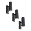 Set van 3 Blenda Wandlamp Zwart - 2700K Warm Wit - 8 watt 690 lumen - Bewegingssensor en Schemerschakelaar - IP44 Waterdicht - Up & Downlight voor buiten | HOFTRONIC