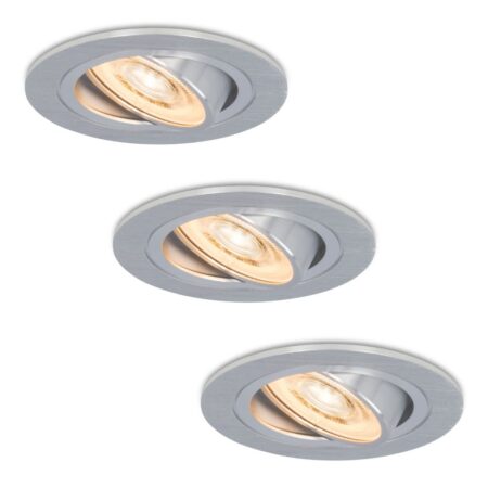 Set van 3 Chandler LED inbouwspots - 6W 570lm - GU10 LED Module - 2700K warm wit - Dimbaar - Kantelbaar - IP20 Voor binnen - RVS | HOFTRONIC