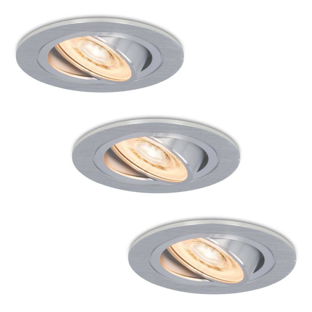 Set van 3 Chandler LED inbouwspots - 6W 570lm - GU10 LED Module - 2700K warm wit - Dimbaar - Kantelbaar - IP20 Voor binnen - RVS | HOFTRONIC