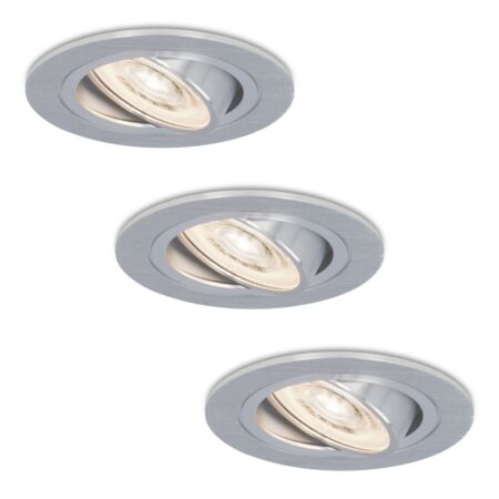 Set van 3 Chandler LED inbouwspots - 6W 570lm - GU10 LED Module - 4000K neutraal wit - Dimbaar - Kantelbaar - IP20 voor binnen - RVS | HOFTRONIC