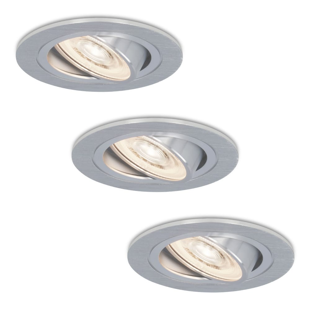 Set van 3 Chandler LED inbouwspots - 6W 570lm - GU10 LED Module - 4000K neutraal wit - Dimbaar - Kantelbaar - IP20 voor binnen - RVS | HOFTRONIC
