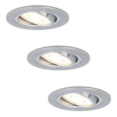 Set van 3 Chandler LED inbouwspots - GU10 4 Watt 345 Lumen - 4000K neutraal wit - Dimbaar - Rond - Kantelbaar - IP20 Voor binnen - RVS | HOFTRONIC