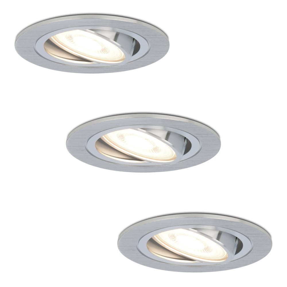 Set van 3 Chandler LED inbouwspots - GU10 4 Watt 345 Lumen - 4000K neutraal wit - Dimbaar - Rond - Kantelbaar - IP20 Voor binnen - RVS | HOFTRONIC