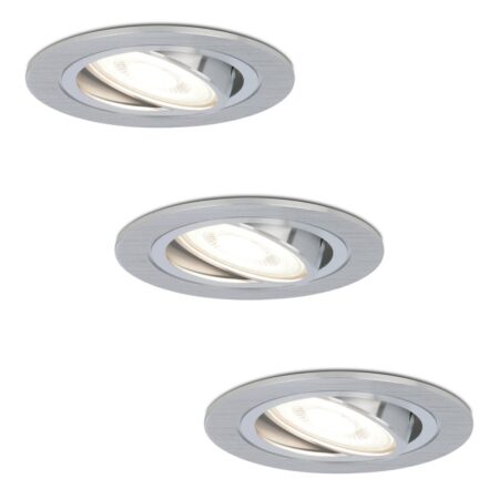 Set van 3 Chandler LED inbouwspots - GU10 4 Watt 345 Lumen - 6500K Daglicht wit - Dimbaar - Rond - Kantelbaar - IP20 Voor binnen - RVS | HOFTRONIC