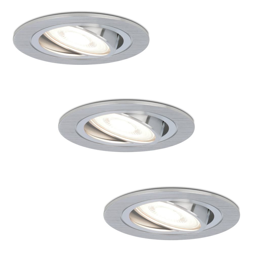 Set van 3 Chandler LED inbouwspots - GU10 4 Watt 345 Lumen - 6500K Daglicht wit - Dimbaar - Rond - Kantelbaar - IP20 Voor binnen - RVS | HOFTRONIC