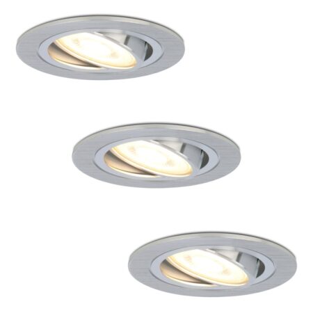Set van 3 Chandler LED inbouwspots - GU10 4 Watt 345 lumen - 2700K Warm wit - Dimbaar - Rond - Kantelbaar - IP20 Voor binnen - RVS | HOFTRONIC